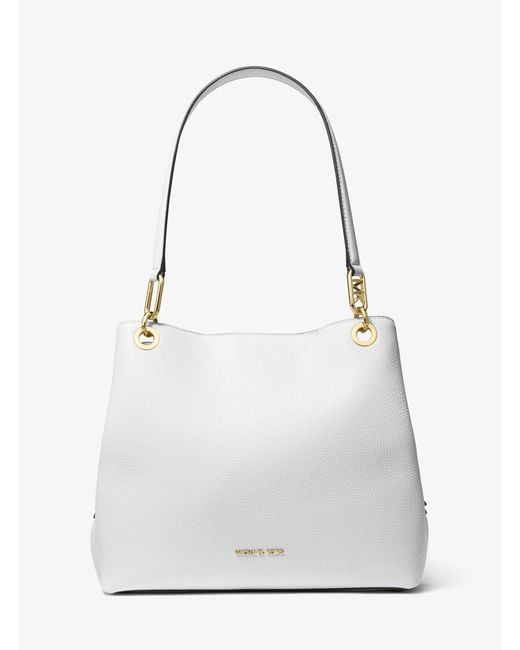 MICHAEL Michael Kors White Kensington Large Pebbled Leather Tote Bag
