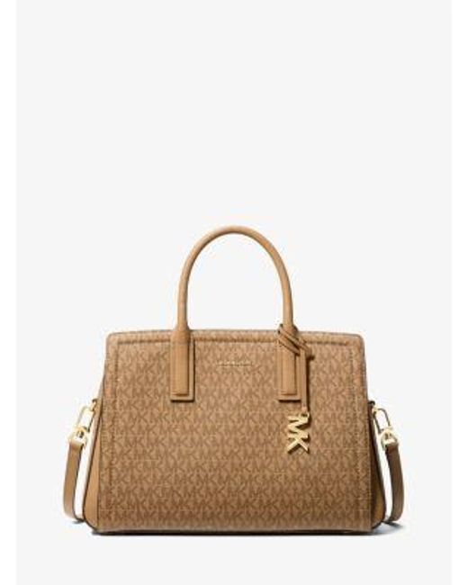 Michael Kors Natural Mk Laila Medium Signature Logo Satchel