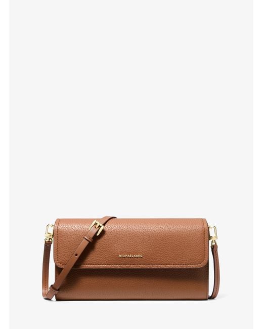 Michael Kors Brown Jet Set Small Pebbled Leather Smartphone Crossbody Bag