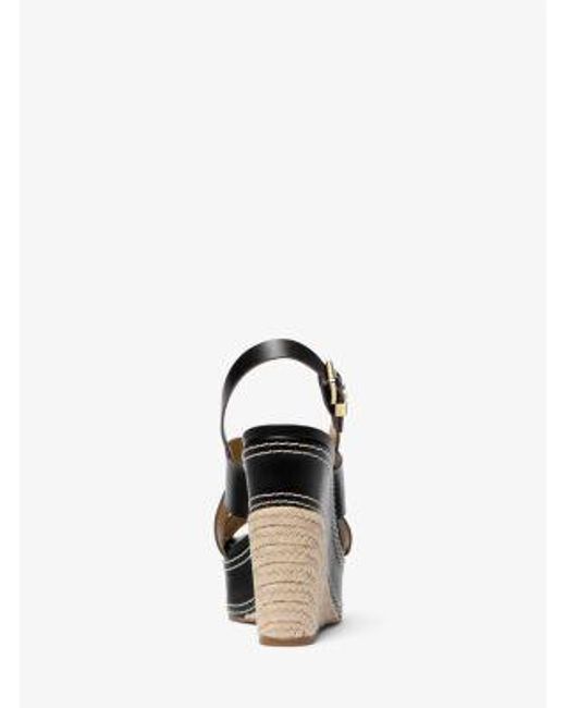 MICHAEL Michael Kors Black Mk Nora Leather Wedge Sandal
