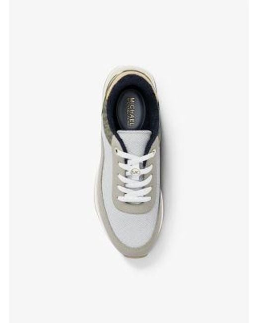 Michael Kors White Hattie Mixed-Media Trainer