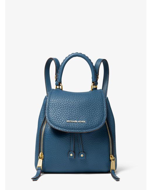 Michael Kors Blue Viv Extra-small Pebbled Leather Backpack