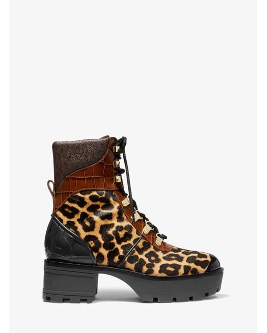 khloe leather and logo combat boot