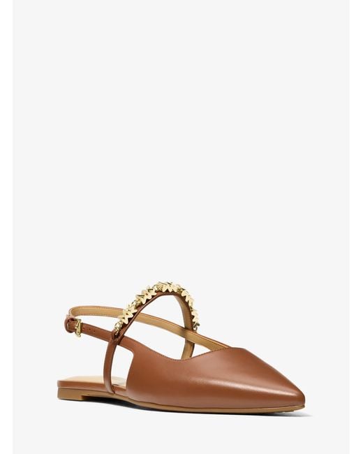 MICHAEL Michael Kors Brown Mk Dina Flex Leather Slingback Flat