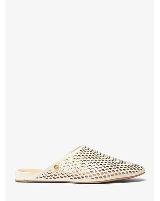 Michael Kors White Cady Perforated Leather Mule