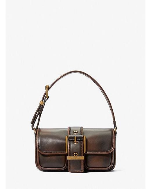 Michael Kors Brown Colby Extra-small Burnished Leather Shoulder Bag