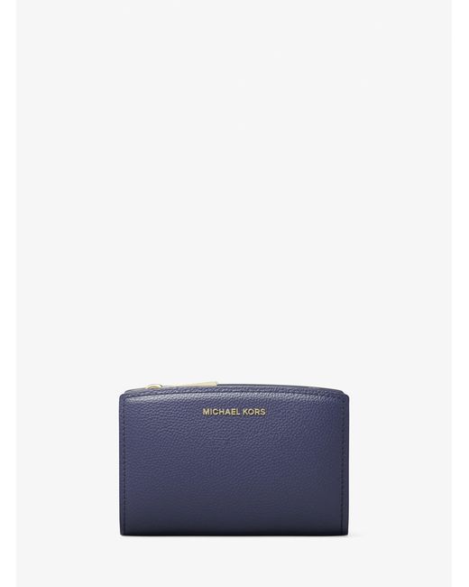 Michael Kors Blue Bryant Medium Pebbled Leather Wallet