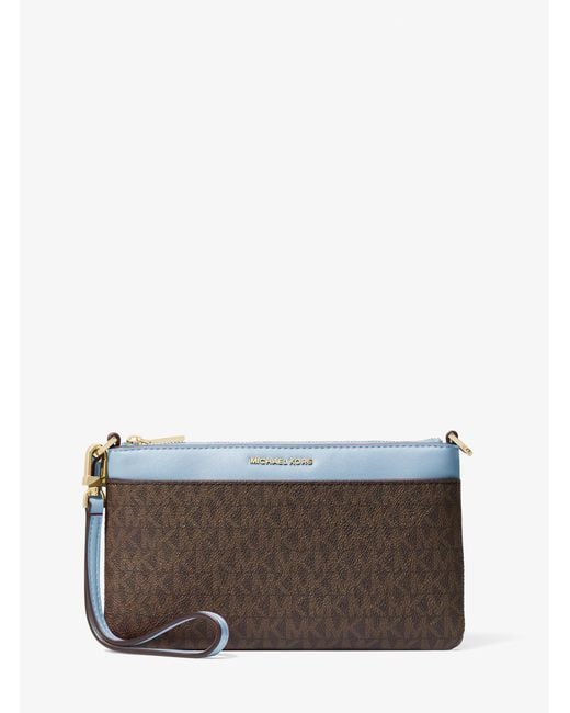 MICHAEL Michael Kors Gray Mk Jet Set Medium Signature Logo Wristlet