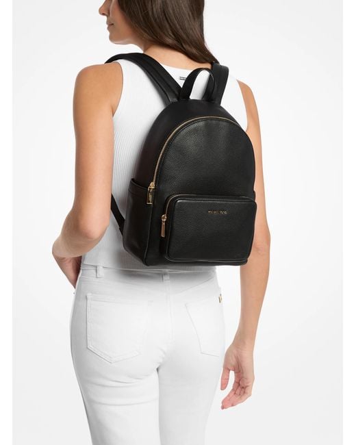 MICHAEL Michael Kors Black Mk Tanner Medium Pebbled Leather Backpack