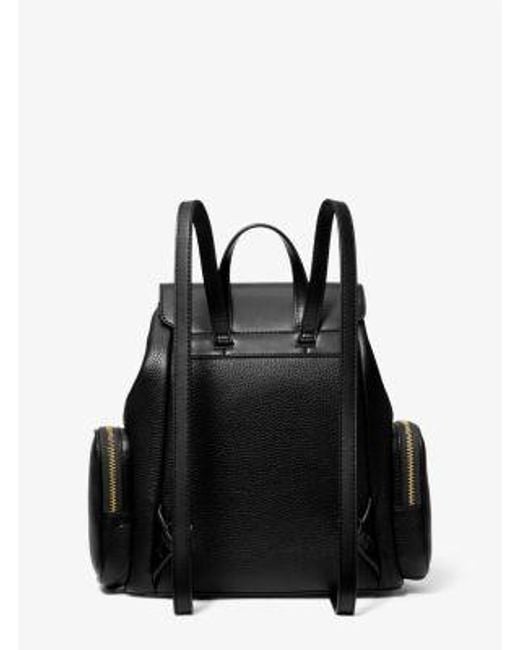 Michael Kors Outlet Black Jet Set Medium Pebbled Leather Backpack
