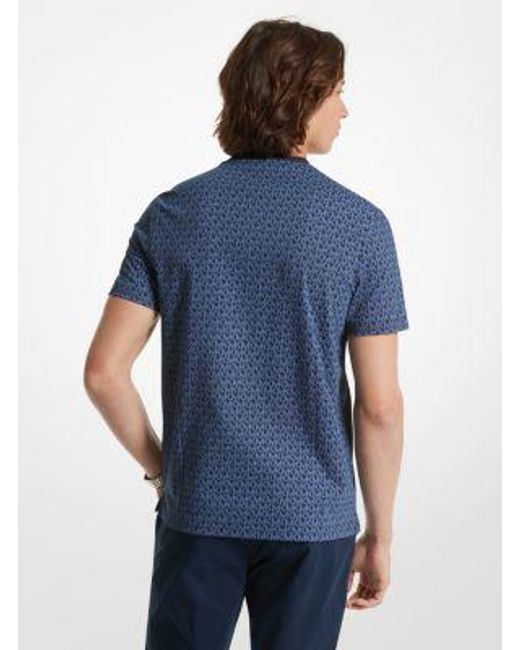 Michael Kors Blue Mk Signature Logo Print Cotton T-Shirt for men