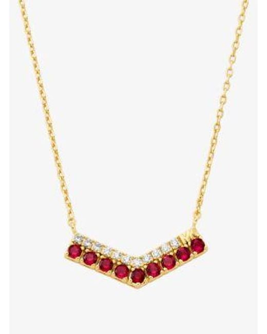 Michael Kors White Two-Tone Pavé Chevron Necklace