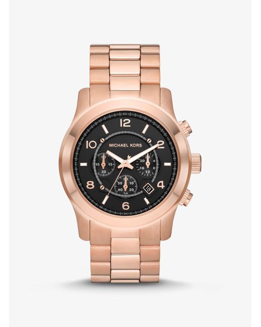 Michael Kors Übergroße Armbanduhr Runway Im Rosé-Goldton in Pink für Herren