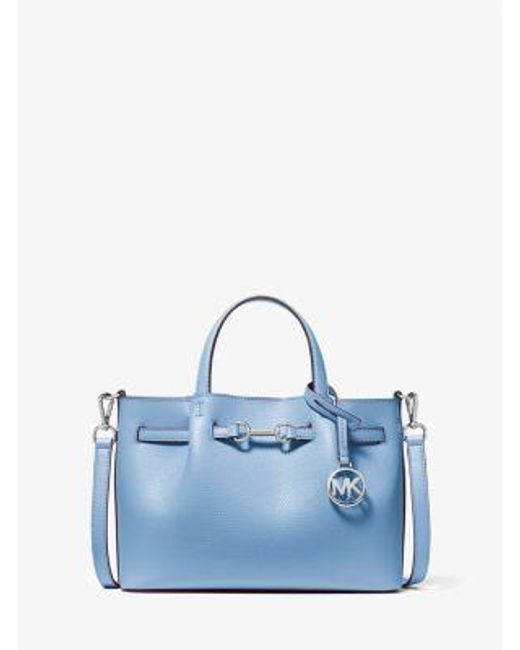 Michael Kors Blue Carson Small Pebbled Leather Satchel