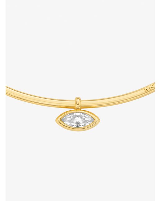 Michael Kors White Marquise Cut Cubic Zirconia Collar Necklace