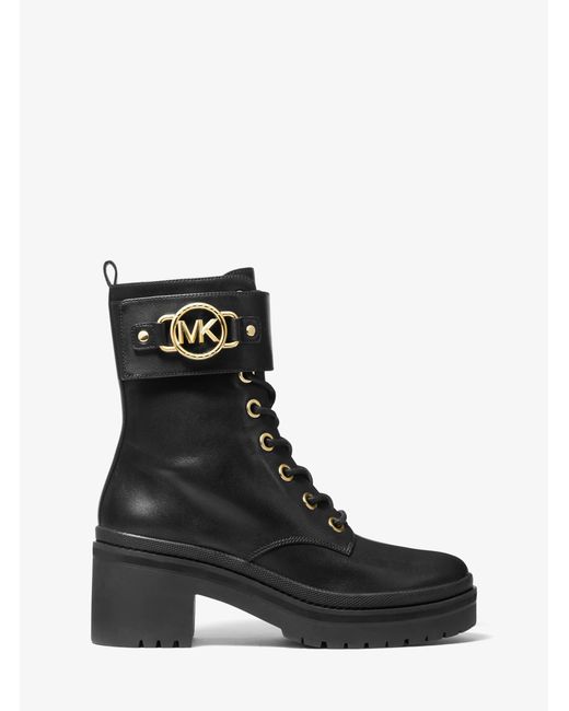 MICHAEL Michael Kors Black Rory Leather Combat Boot