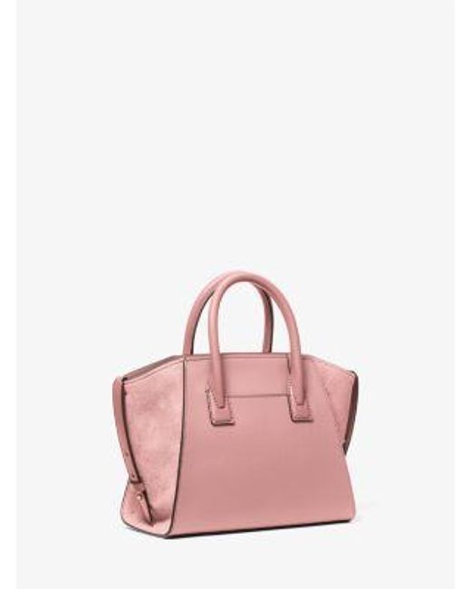 Michael Kors Pink Avril Small Pebbled Leather Satchel