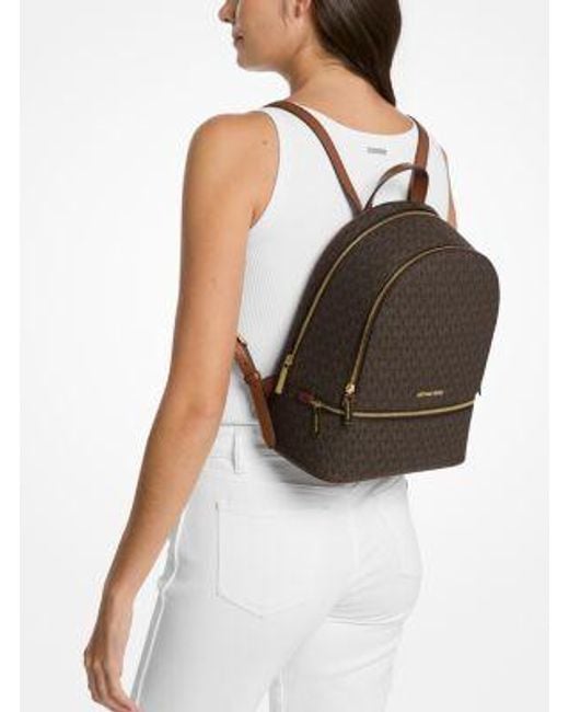 Michael Kors Brown Rhea Medium Signature Logo Backpack