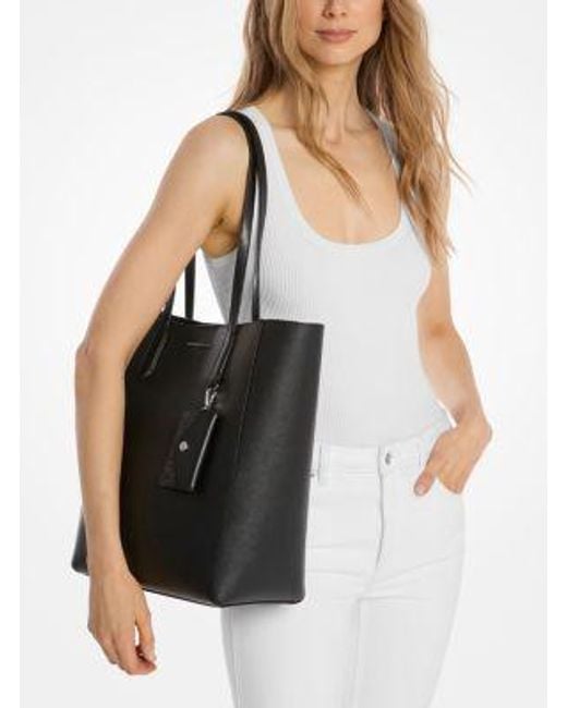 Michael Kors Black Vincent Large Saffiano Leather Tote Bag With Card Case