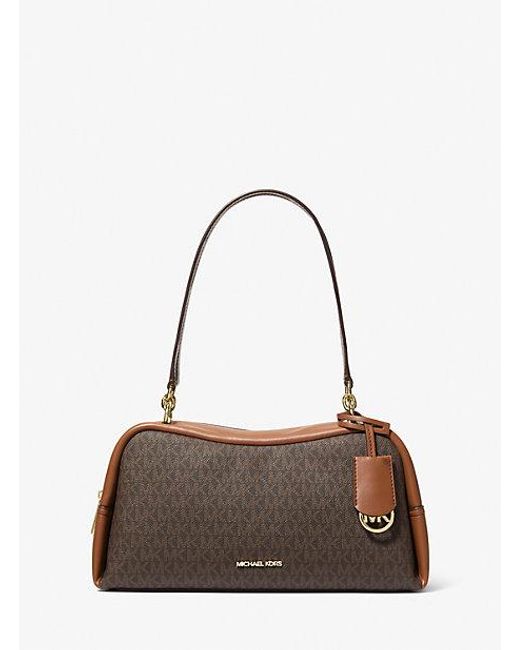Michael Kors Brown Cecily Medium Signature Logo Shoulder Bag