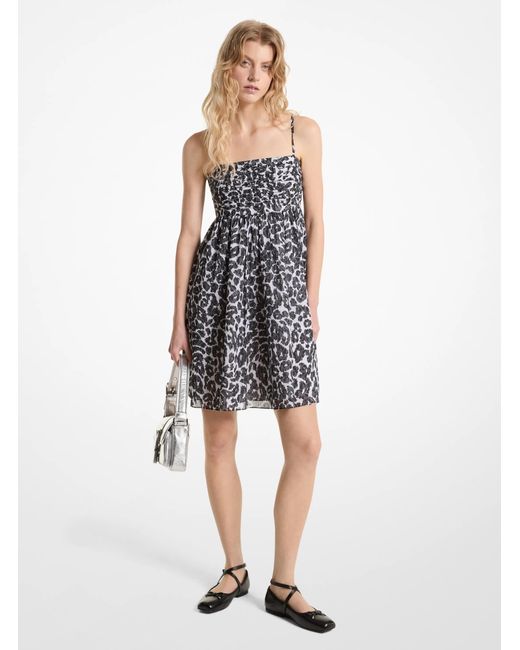 MICHAEL Michael Kors White Mk Leopard Logo Cotton Dress