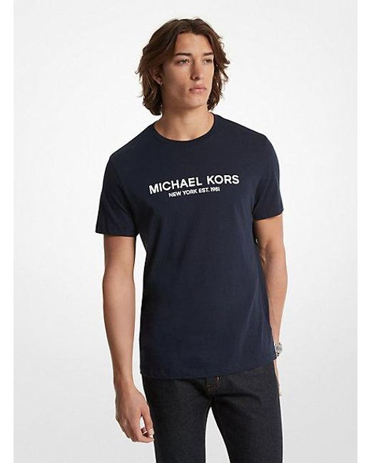 Michael Kors Blue Logo Cotton T-shirt for men