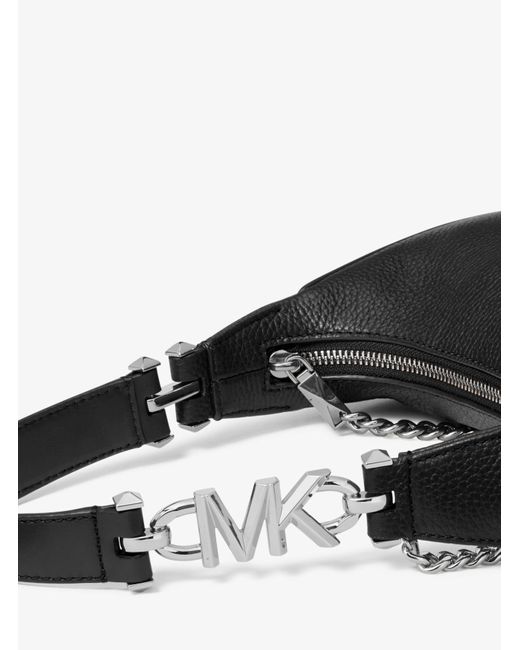 Michael Kors Black Mk Piper Small Pebbled Leather Shoulder Bag
