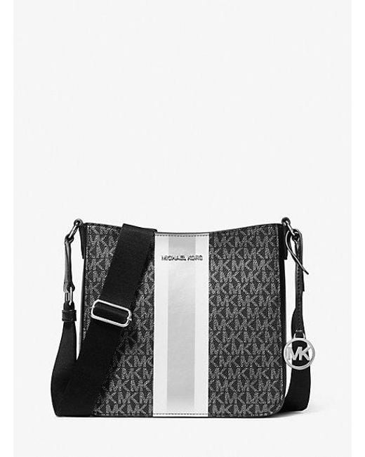 Michael Kors Black Jet Set Small Signature Logo Stripe Crossbody Bag
