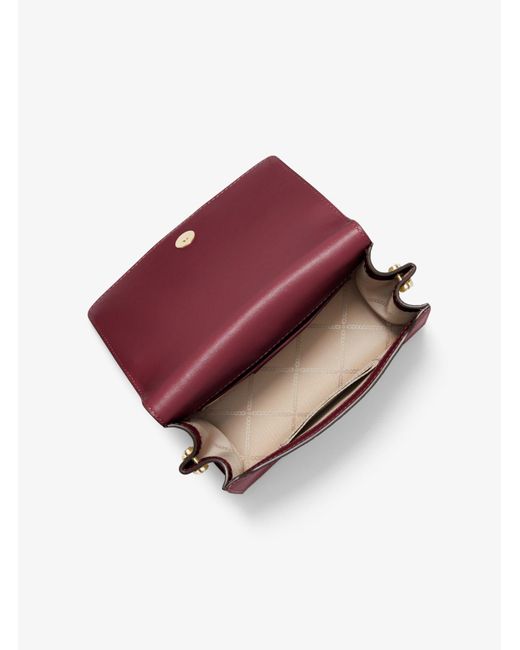 Michael Kors Red Hayden Medium Studded Saffiano Leather Messenger Bag