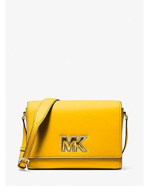 Michael Kors Yellow Mimi Medium Leather Messenger Bag