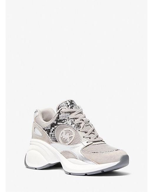 MICHAEL Michael Kors Zuma Snake Embossed Leather And Mesh