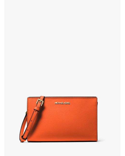 Michael Kors Orange Sheila Small Faux Saffiano Leather Crossbody Bag