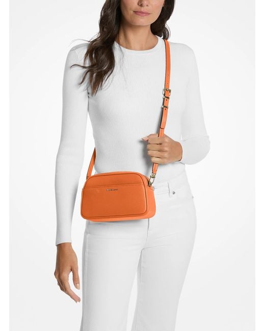 Michael Kors Orange Jet Set Small Leather Camera Crossbody Bag