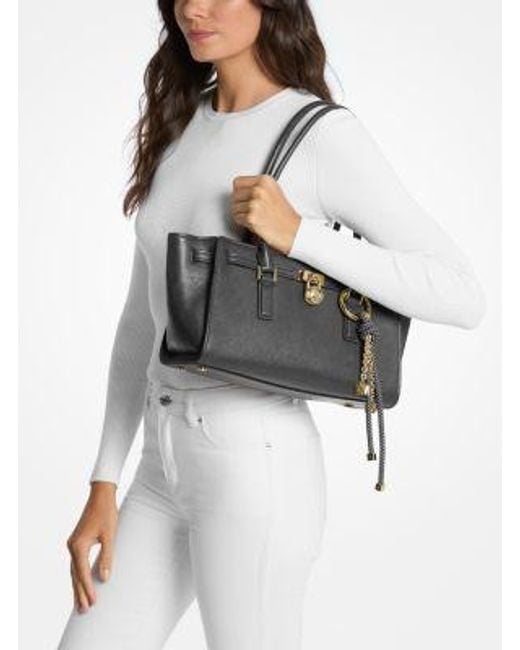 Michael Kors Black Mk Hamilton Moderne Small Leather Satchel