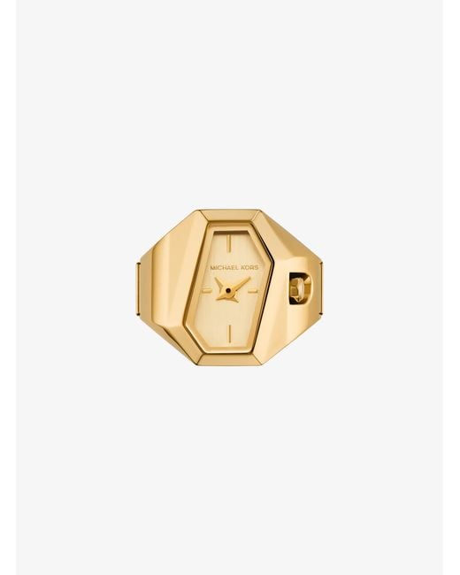 Michael Kors White Suri-Tone Ring Watch