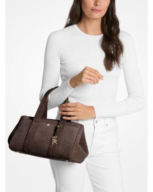 Michael Kors Brown Romee Small Suede Satchel