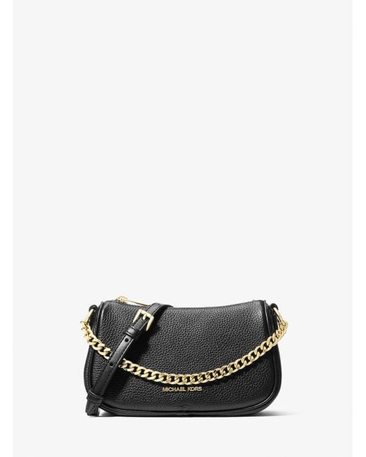 Michael Kors Outlet Black Mk Carmela Small Pebbled Leather Convertible Crossbody Bag