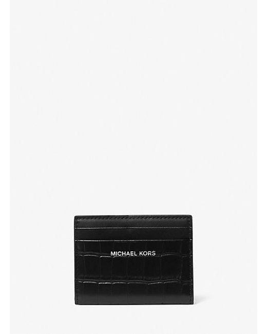 Michael Kors Hudson Crocodile Embossed Leather Bifold Wallet in