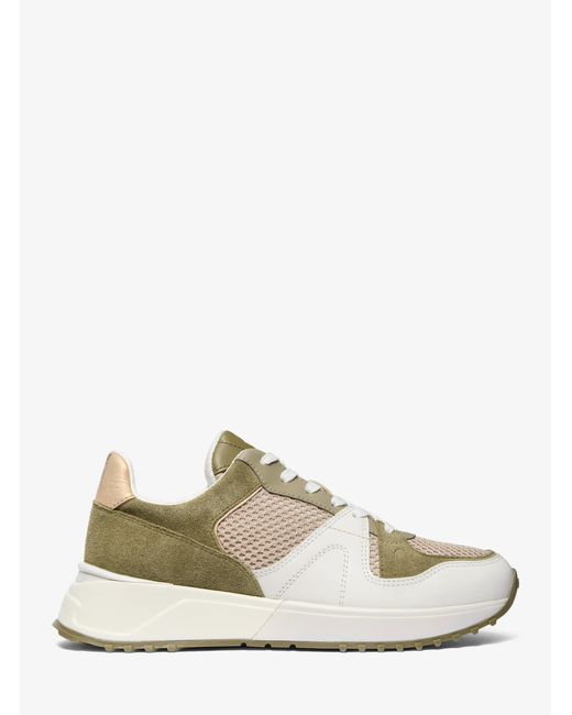 MICHAEL Michael Kors White Mk Jaime Mixed-Media Trainer