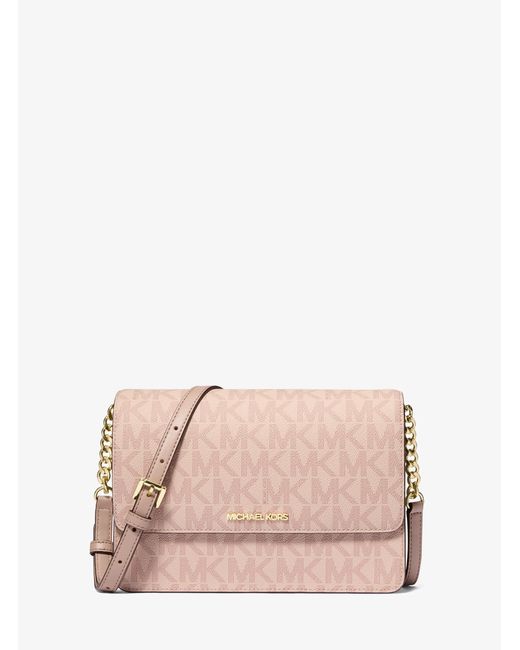 Michael Kors Outlet Pink Mk Daniela Large Signature Logo Crossbody Bag