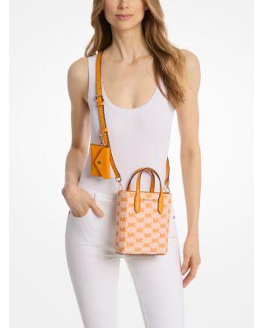 Michael Kors Orange Vincent Extra-Small Logo Jacquard Crossbody Bag With Card Case