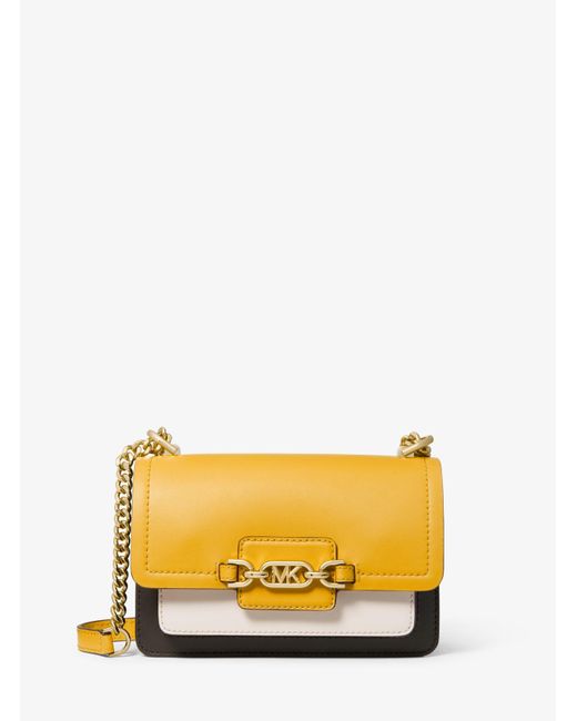 Borsa a tracolla Heather extra-small in pelle color block di Michael Kors in Yellow