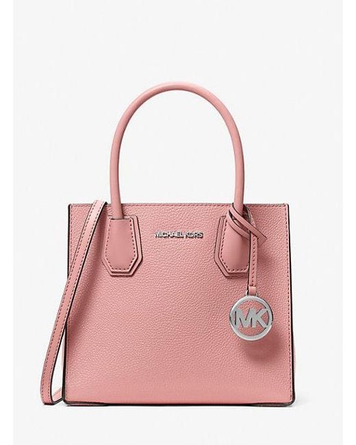 Michael Kors Pink Mercer Medium Pebbled Leather Crossbody Bag