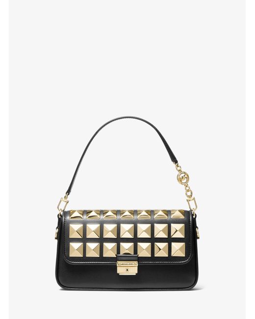 Michael Kors Bradshaw Small Studded Leather Shoulder Bag in Black - Lyst