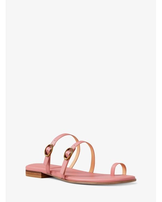 Michael Kors Pink Kya Leather Flat Sandal