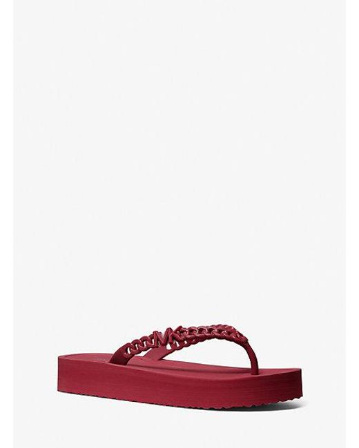 Michael kors flip flops womens red on sale