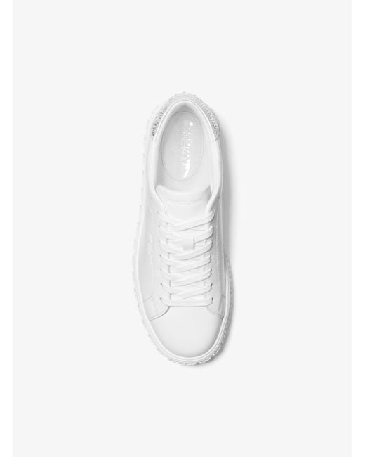 Michael Kors White Grove Embellished Leather Trainers