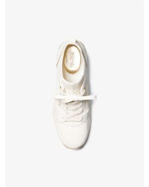 MICHAEL Michael Kors White Mk Georgie Textured Knit And Leather Trainer