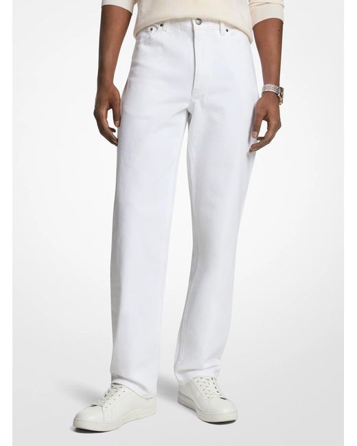Michael Kors White Finn Straight-Leg Stretch Denim Jeans for men