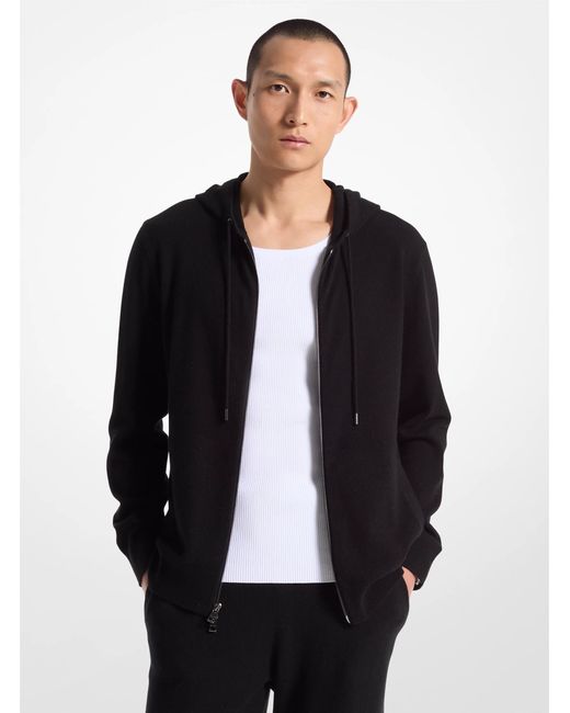 MICHAEL Michael Kors Black Wool And Cashmere Blend Zip-up Hoodie
